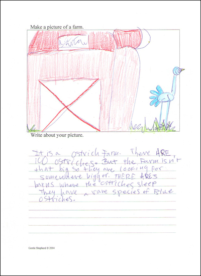 Picture and Writing example page -- farm