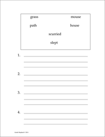 Word Box Writing example page -- grass, path