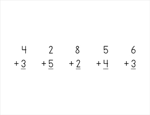 Preschool Math: Number Tiles -- example page 5 addition problems