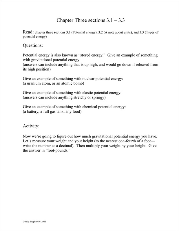 Real Science-4-Kids Physics Review Activities example page -- chapter 3