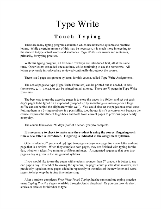 Type Write Touch Typing Instructions
