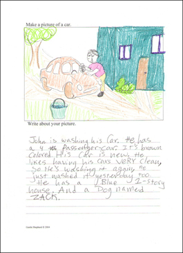 Picture and Writing example page -- car