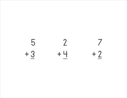 Preschool Math: Number Tiles -- adding 3 problems