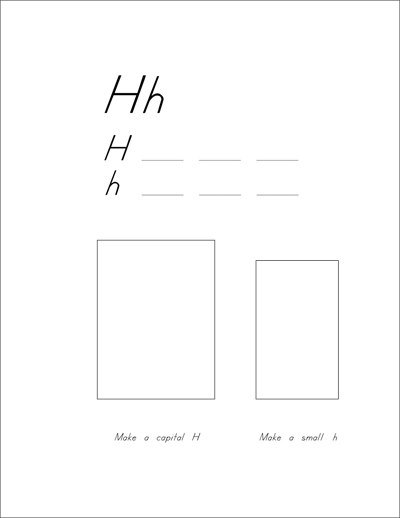 My Alphabet and Number Pictures example page -- letter H